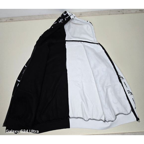 The Dark Arts Split Monogram Hoodie Black White Fleece Three Panels Zip Men's L - Picture 3 of 8